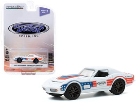 Greenlight 39040F  1972 Chevrolet Corvette "BFGoodrich" White with Red and Blue Stripes "Detroit Speed Inc." Series 1 1/64 Diecast Model Car