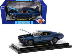 M2 40300-86A  1970 Ford Mustang Mach 1 428 Dark Blue Metallic with Bright Blue Stripes Limited Edition to 7000 pieces Worldwide 1/24 Diecast Model Car