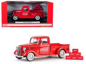 Motorcity Classics 424065  1937 Ford Pickup Truck "Coca-Cola" Red with 6 Bottle Carton Accessories 1/24 Diecast Model Car
