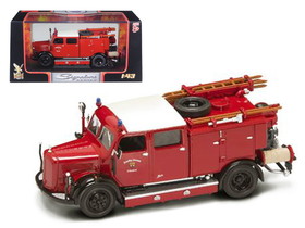 Road Signature 43013r  1950 Mercedes Benz TLF-15 Fire Engine Red 1/43 Diecast Model
