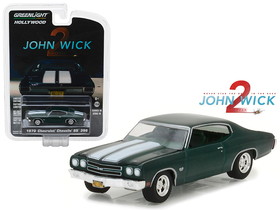 Greenlight 44780F  1970 Chevrolet Chevelle SS 396 Green with White Stripes "John Wick: Chapter 2" (2017) Movie "Hollywood Series" Release 18 1/64 Diecast Model Car