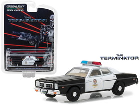 Greenlight 44790C  1977 Dodge Monaco "Metropolitan Police" White and Black "The Terminator" (1984) Movie "Hollywood Series" Release 19 1/64 Diecast Model Car