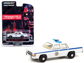 Greenlight 44920D  1983 Ford LTD Crown Victoria Police White "Terminator 2: Judgment Day" (1991) Movie "Hollywood Series" Release 32 1/64 Diecast Model Car