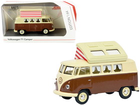 Schuco 452026600  Volkswagen T1 Camper Bus with Pop-Top Roof Brown and Cream 1/64 Diecast Model
