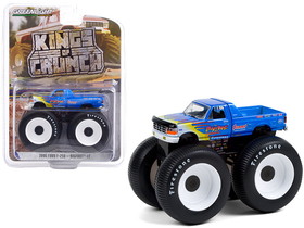 Greenlight 49090A  1996 Ford F-250 Monster Truck "Bigfoot #7" Blue with Flames "Bigfoot at Race Rock" "Kings of Crunch" Series 9 1/64 Diecast Model Car