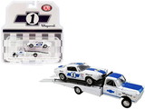 Greenlight 51344  1967 Chevrolet C-30 Ramp Truck with 1970 Chevrolet Trans Am Camaro #1 White with Blue Stripes 