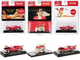 M2 52500-BB02  "Coca-Cola Bathing Beauties" Set of 3 Cars with Surfboards Release 2 Limited Edition to 6980 pieces Worldwide 1/64 Diecast Model Cars