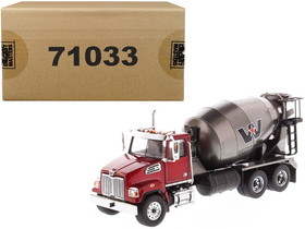 Diecast Masters 71033  Western Star 4700 SF Concrete Mixer Truck Metallic Red with Gray Body 1/50 Diecast Model