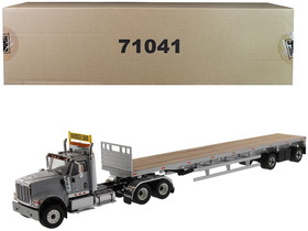 Diecast Masters 71041  International HX520 Tandem Tractor Light Gray with 53"' Flat Bed Trailer "Transport Series" 1/50 Diecast Model