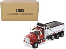 Diecast Masters 71067  Western Star 4900 SF Dump Truck Red and Silver 1/50 Diecast Model