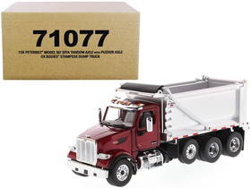Diecast Masters 71077  Peterbilt 567 SFFA Tandem Axle with Pusher Axle OX Stampede Dump Truck Red and Chrome "Transport Series" 1/50 Diecast Model
