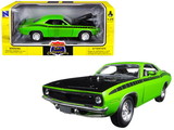 New Ray 71873A  1970 Plymouth Barracuda Green with Black Hood and Stripes 