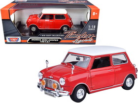 Motormax 73113red  1961-1967 Morris Mini Cooper Red with White Top "Timeless Legends" 1/18 Diecast Model Car