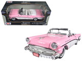 Motormax 73152AC-PNK  1957 Buick Roadmaster Convertible Pink and White 1/18 Diecast Model Car