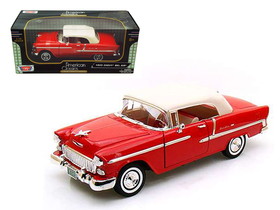 Motormax 1955 Chevrolet Bel Air Convertible Soft Top Red 1/18 Diecast Car Model