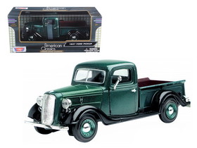 Motormax 1937 Ford Pickup Truck Green and Black 1/24 Diecast Model Car