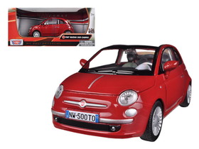 Motormax 73374r  Fiat 500 Nuova Cabrio Red 1/24 Diecast Model Car