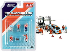 American Diorama 76463  "Team Transporter Crew" Diecast Set of 6 pieces (5 Figurines and 2 Warning Triangles) for 1/64 Scale Models
