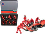 American Diorama 76550  Formula One F1 Pit Crew 7 Figurine Set Team Red for 1/18 Scale Models