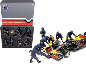 American Diorama 76552  Formula One F1 Pit Crew 7 Figurine Set Team Blue for 1/18 Scale Models