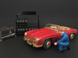 American Diorama 77496  Mechanic Tony Inflating Tire Figurine for 1/24 Scale Models