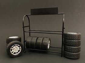 American Diorama 77530  Metal Tire Rack with Rims and Tires for 1/24 Scale Models