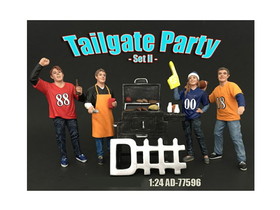 American Diorama 77596  "Tailgate Party" Set II 4 piece Figurine Set for 1/24 Scale Models
