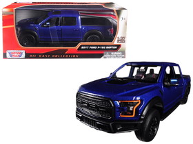 Motormax 2017 Ford F-150 Raptor Pickup Truck Blue with Black Wheels 1/27 Diecast Model Car