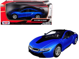 Motormax 2018 BMW i8 Coupe Metallic Blue with Black Top 1/24 Diecast Model Car