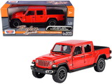 Motormax 2021 Jeep Gladiator Overland (Closed Top) Pickup Truck Red 1/24-1/27 Diecast Model Car