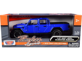 Motormax 2021 Jeep Gladiator Rubicon (Open Top) Pickup Truck Blue 1/24-1/27 Diecast Model Car