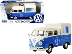 Motormax 79576  Volkswagen Type 2 (T1) Pickup Food Truck Cream and Blue 1/24 Diecast Model Car