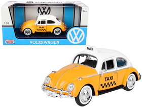 Motormax 79577  1966 Volkswagen Beetle "Taxi" Yellow with White Top 1/24 Diecast Model Car