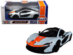 Motormax 79642  McLaren P1 with "Gulf Oil" Livery Light Blue with Orange Stripe 1/24 Diecast Model Car