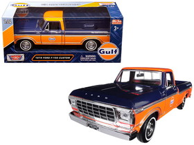 Motormax 79652  1979 Ford F-150 Custom Pickup Truck "Gulf" Dark Blue and Orange 1/24 Diecast Model Car