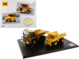 Diecast Masters 85562 CAT Caterpillar 769 Off-Highway Truck (1963-2006) and CAT Caterpillar 770 Off-Highway Truck (2007-Present) with Operators "Evolution Series" Set of 2 pcs 1/50 Diecast Models