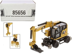 Diecast Masters 85656  CAT Caterpillar M323F Railroad Wheeled Excavator with 3 Accessories (CAT Yellow Version) "High Line" Series 1/87 (HO) Scale Diecast Model
