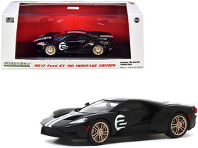 Greenlight 86178  2017 Ford GT #2 "'66 Heritage Edition Black with Silver Stripes (First Legally Resold 2017 Ford GT) "Barrett-Jackson Auction" (Las Vegas 2019) 1/43 Diecast Model Car