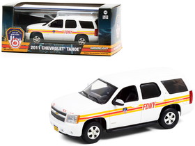 Greenlight 86189  2011 Chevrolet Tahoe White with Stripes FDNY "Fire Department City of New York" 1/43 Diecast Model Car