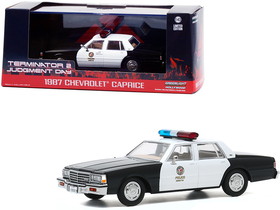 Greenlight 86582  1987 Chevrolet Caprice "Metropolitan Police" Black and White "Terminator 2: Judgment Day" (1991) Movie 1/43 Diecast Model Car
