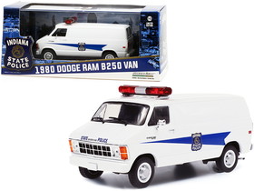 Greenlight 86599  1980 Dodge Ram B250 Van White "Indiana State Police" 1/43 Diecast Model