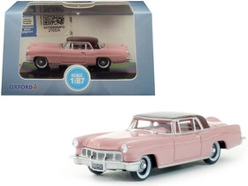Oxford Diecast 87LC56002  1956 Lincoln Continental Mark II Pink with Dubonnet Red Top 1/87 (HO) Scale Diecast Model Car