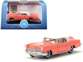 Oxford Diecast 87LC56004  1956 Lincoln Continental Mark II Island Coral with Starmist White Top 1/87 (HO) Scale Diecast Model Car