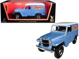 Road Signature 92858sil-bl  1955 Willys Jeep Station Wagon Silver Blue with White Top 