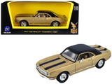 Road Signature 94216gld  1967 Chevrolet Camaro Z-28 Gold with Black Stripes and Black Top 1/43 Diecast Model Car