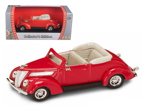 Road Signature 1937 Ford V8 Convertible Red 1/43 Diecast Car