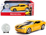 Jada 98497  2006 Chevrolet Camaro Concept Yellow Bumblebee with Robot on Chassis and Collectible Metal Coin 