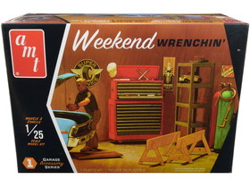 AMT AMTPP015M  Skill 2 Model Kit Garage Accessory Set #1 with Figurine "Weekend Wrenchin"'" 1/25 Scale Model