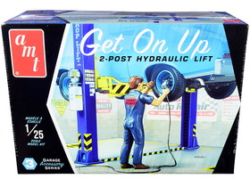 AMT AMTPP017M  Skill 2 Model Kit Garage Accessory Set #3 (2-Post Hydraulic Lift) with Figurine "Get On Up" 1/25 Scale Model