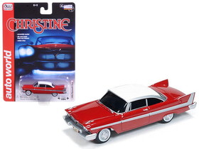 Autoworld AW6401  1958 Plymouth Fury Red with White Top "Christine" (1983) Movie 1/64 Diecast Model Car